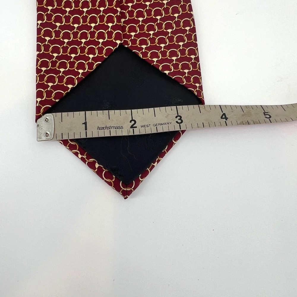 Brooks Brothers Makers Italy Silk Tie Burgundy Gold Horsebit Equestrian USA Made - Picture 3 of 5